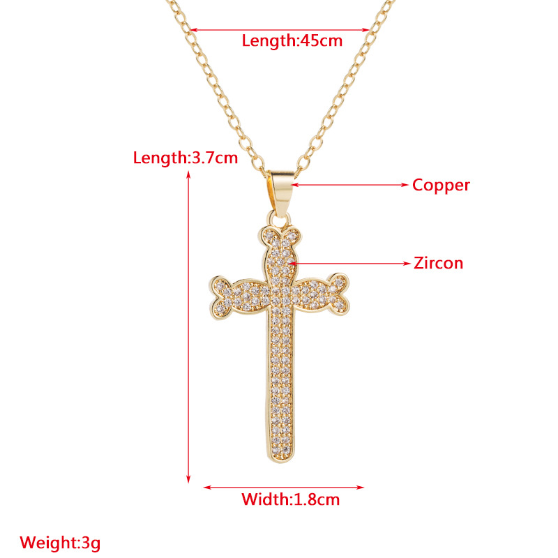 Creative Cross Religious pendant Gold-Plated Copper Pendant Inlaid Zircon necklace