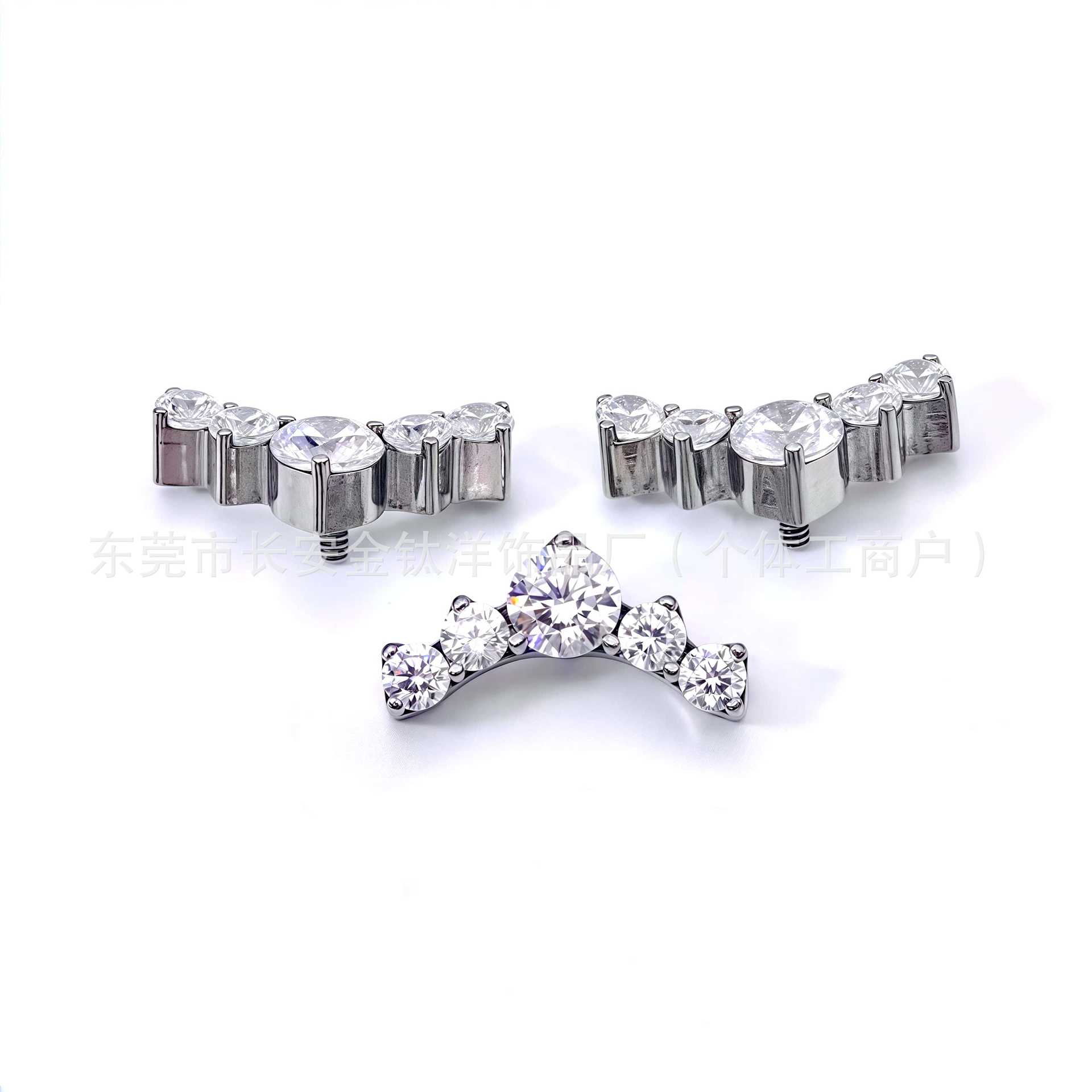 F136 Titanium Internally Threaded Zirconia Stud Earrings, Cartilage Studs, G23 Titanium Body Piercing Jewelry detail image 7