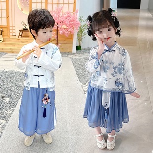 Children's Han Dynasty Spring & Fall Suits, New Brother and Sister Tang Suits, Boys' Performance Suits, Spring Girls' Ancient Costumes, Ethnic Style Class Uniforms