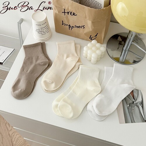 Women's Summer Pure Cotton Short Socks, Thin Mouth Ship Socks for Ladies, Japanese Style Spring and Autumn Colorful Pure Cotton Socks for Girls