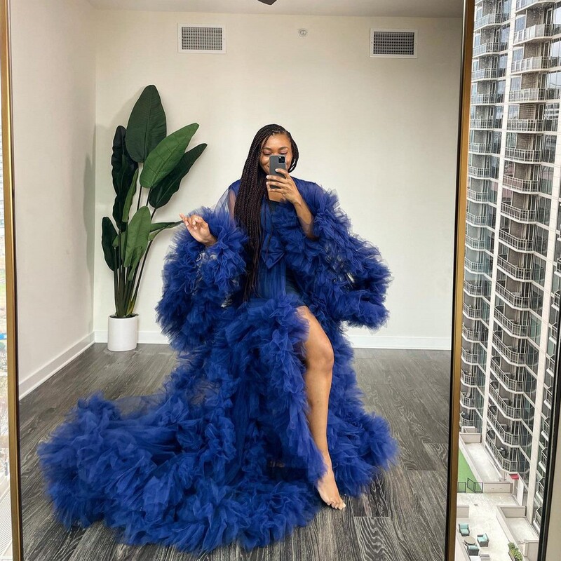 Fashion blue long maternity dress photo shooting gauze skirt soft net party dress ruffled pregnancy dress robe evening ceremony Fashion blue long maternity dress photo shooting gauze skirt soft net party dress ruffled pregnancy dress robe evening ceremony