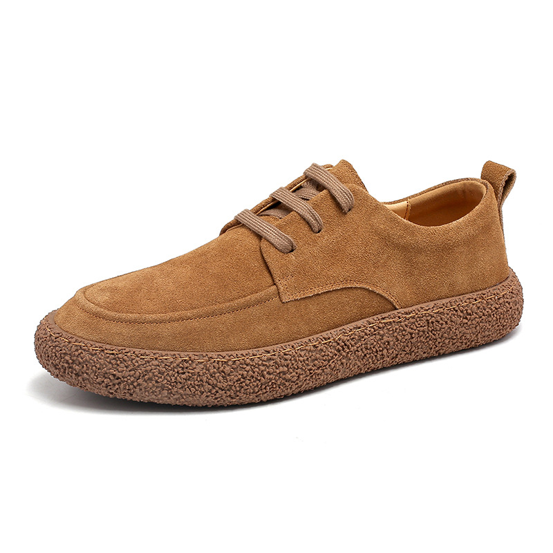 Spring new leather suede cowhide low-top lace-up outdoor wear-resistant retro casual shoes_vogvips.com