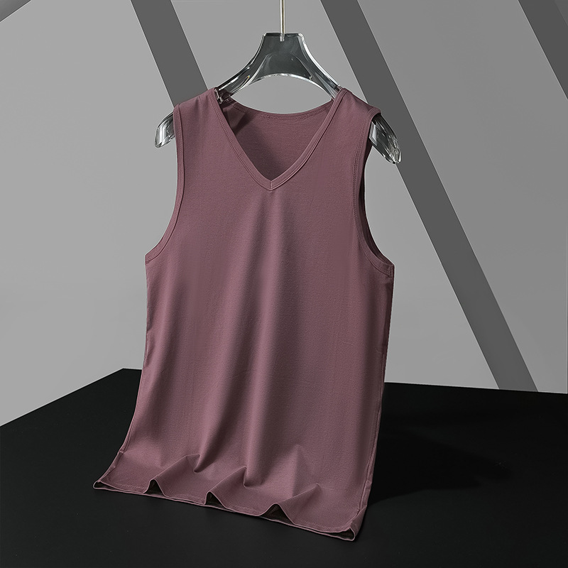 Camiseta sin Mangas Deportiva para Hombre de Modal Cuello en V, Sin Mangas para Deporte y Gimnasio