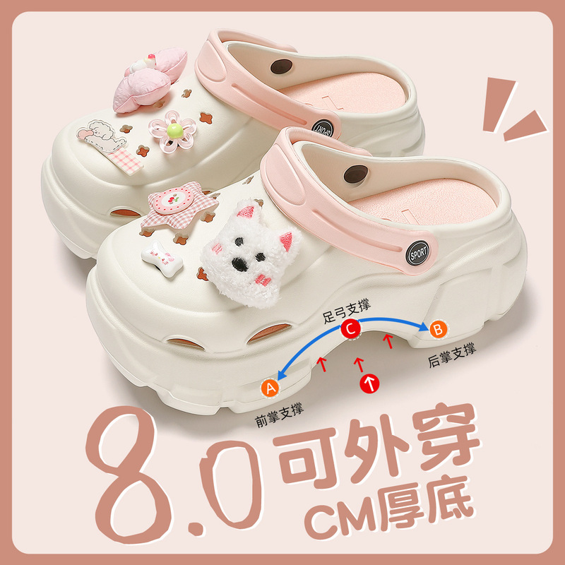 孕妇防滑洞洞鞋女款沙滩足弓支撑eva防臭厚底包头凉鞋夏季外穿女|undefined