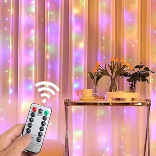 Cross-border 3*3 remote control USB copper wire curtain light LED light string holiday atmosphere room curtain decoration Star Light