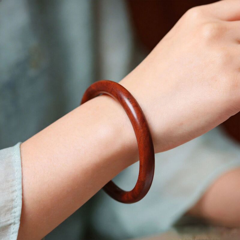 Natural Taishan Century-Old Red Heart Peach Wood Bracelet for Men and Women, Ancient Style Bracelet, Original Wood Round Bar Bracelet, Pure Peach Wood Gift