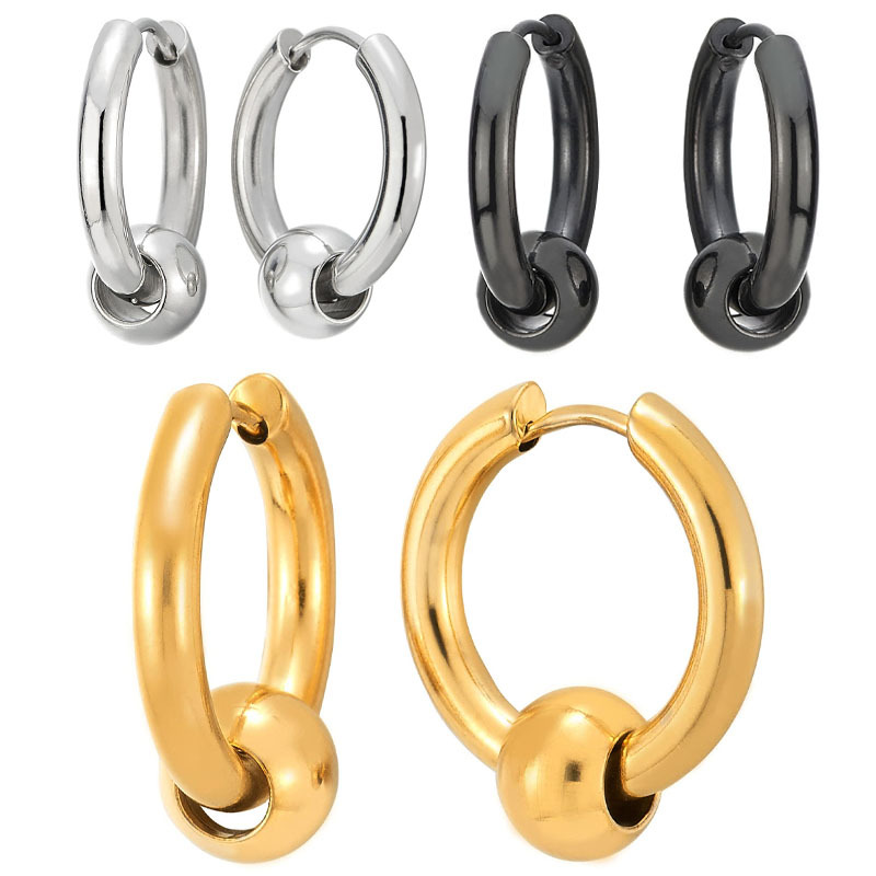 Women's Simple All-match Stainless Steel Ball Earrings