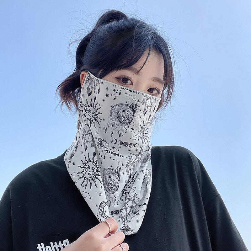 Hanging ear sunscreen mask men's full face sunshade driving neck protection riding face towel locomotive women's neck Sunscreen Face mask veil