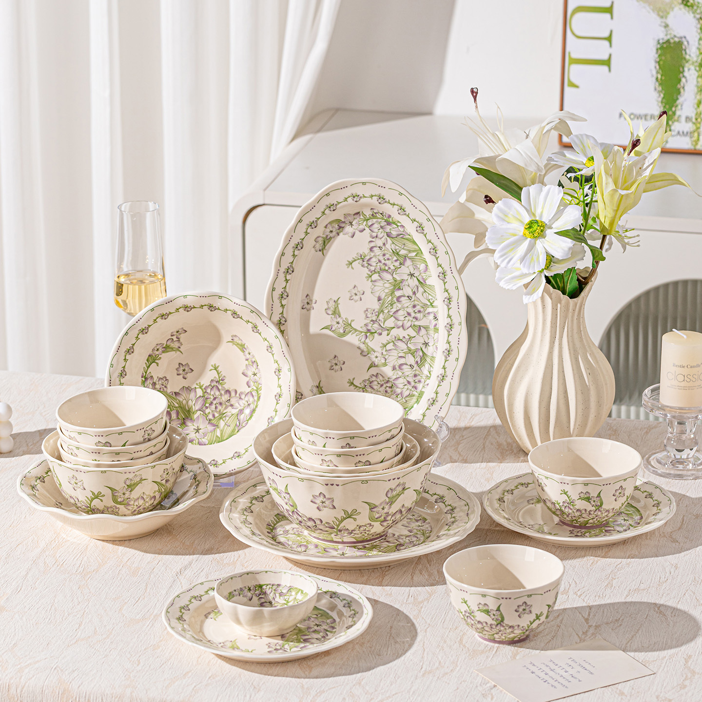 [Cross-Border] Orquídea japonesa bajo esmalte platos de color platos de cerámica platos de platos platos de alto valor de superficie platos profundos
