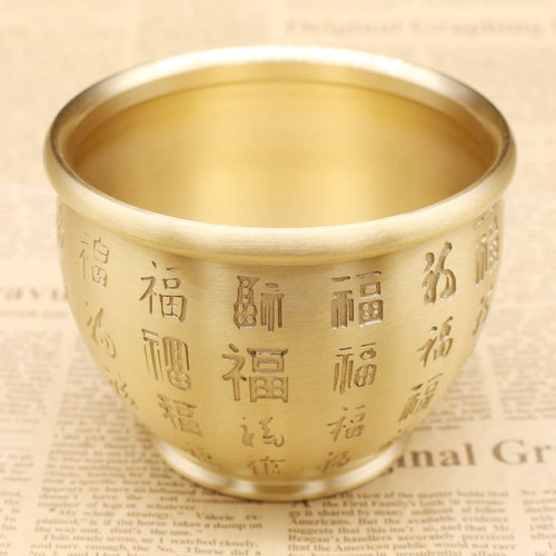Brass pot decoration copper hundred fortune pot teacup car decoration piece treasure pot office decoration piece home decoration item real copper