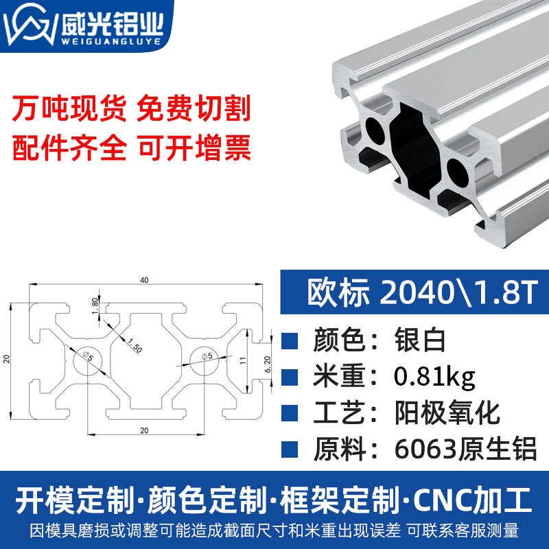 Euro 2020 perfil de aluminio 2040 aleación de aluminio tubo cuadrado perfil de aluminio marco de impresora diy3d perfil de aluminio 20x20
