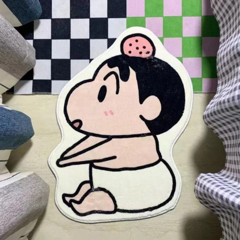 かわいいクレヨンしんちゃん漫画フットマット模造カシミヤ寝室ベッドサイドブランケット装飾フロアマット浴室ドアマット吸水性|undefined