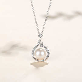 S925纯银天然淡水珍珠项链女款耳饰套装送妈妈送老婆女友七夕礼物