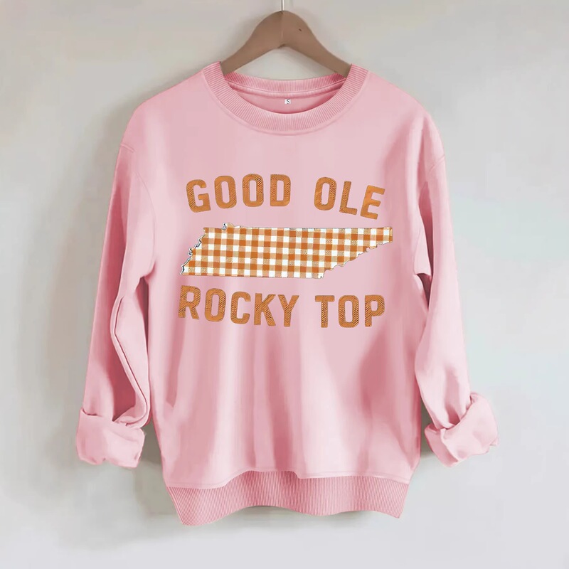Amazon cross-border women's spring and autumn round-neck autumn and winter foreign trade Tennessee outline and plaid print casual sweatshirt Amazon cross-border women's spring and autumn round-neck autumn and winter foreign trade Tennessee outline and plaid print casual sweatshirt