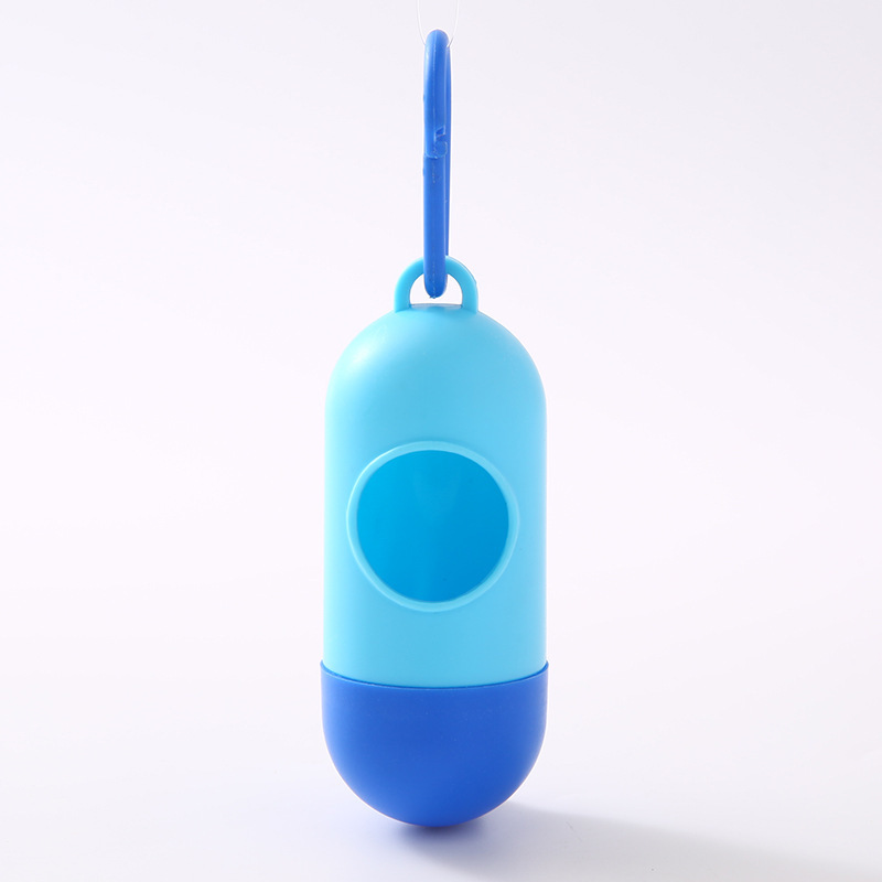 Dispensador de bolsas de basura tipo cápsula portátil para gatos y perros para mascotas que salen a recoger bolsas de basura