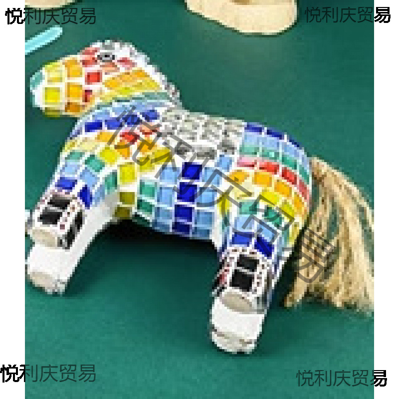 (2개) DIY 나무 바닥 배아 모자이크 어린이 수제 소재 금형 그린 흰색 배아 3 차원 조랑말 오리 동물