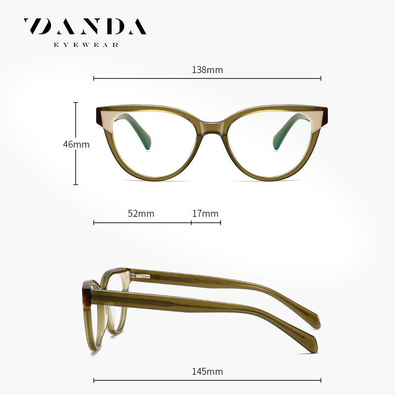 Gafas anti-azul de venta caliente transfronterizas F22104 Placa de forja multicolor Espejo plano Estante óptico de ácido acético de ojo de gato de moda