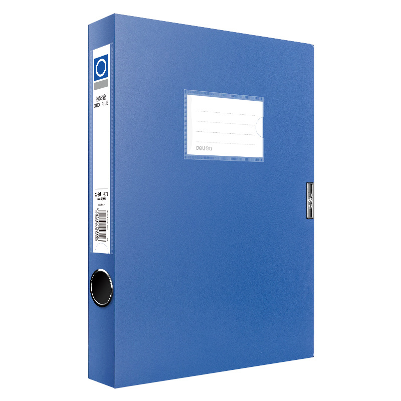 Caja de archivo Deli Caja de archivo A4 Ancho posterior Caja de archivo 100mm Caja de datos de plástico con hebilla Caja de documentos de oficina 5685