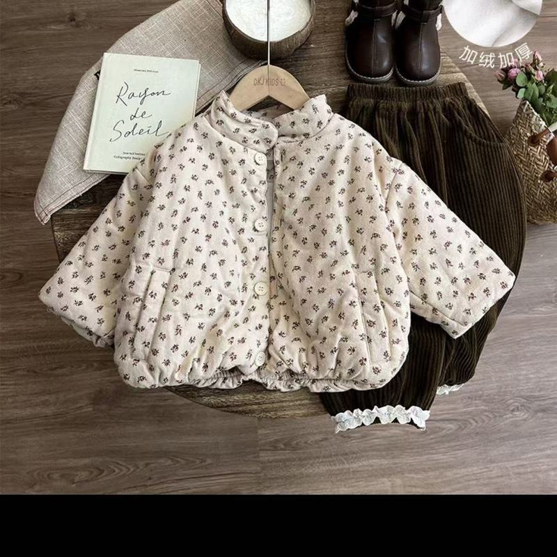 女童加绒外套秋冬款新款加厚儿童冬装棉服女孩小清新碎花棉衣|undefined