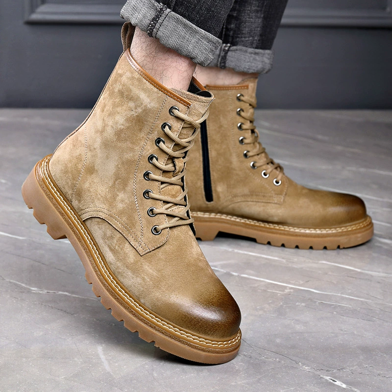 Универсальные мужские высокие ботинки Martens в английском стиле, коллекция 2023 года, хаки/черный 38-44