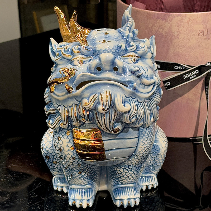 Opening Gift Celebration Gift Pixiu Tea Pet Incense Burner Classy Jingdezhen Fortune Ornaments Living Room Entrance Decoration