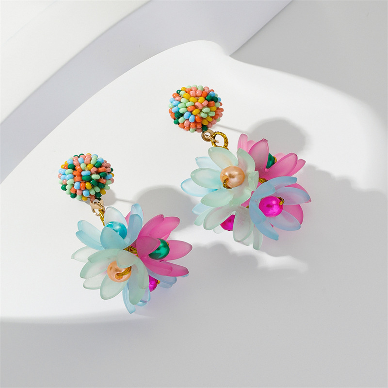 22g Weight Earrings Classification 1 Pair Elegant Flower Arylic Alloy Earrings