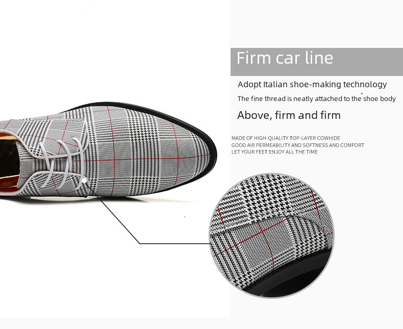 2023 Men's Fashion Business Casual Leather Shoes Lace-up Striped Barber Shoes Korean Style Foreign Trade Large Size Men's Shoes 48_vogvips.com