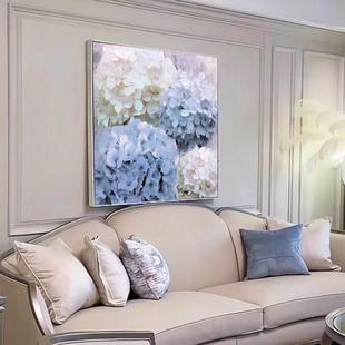 Hydrangea Hand-Painted Oil Painting European Designer American Hanging Painting Living Room Entrance Decorative Painting Hanging Painting Dafen Village Mural