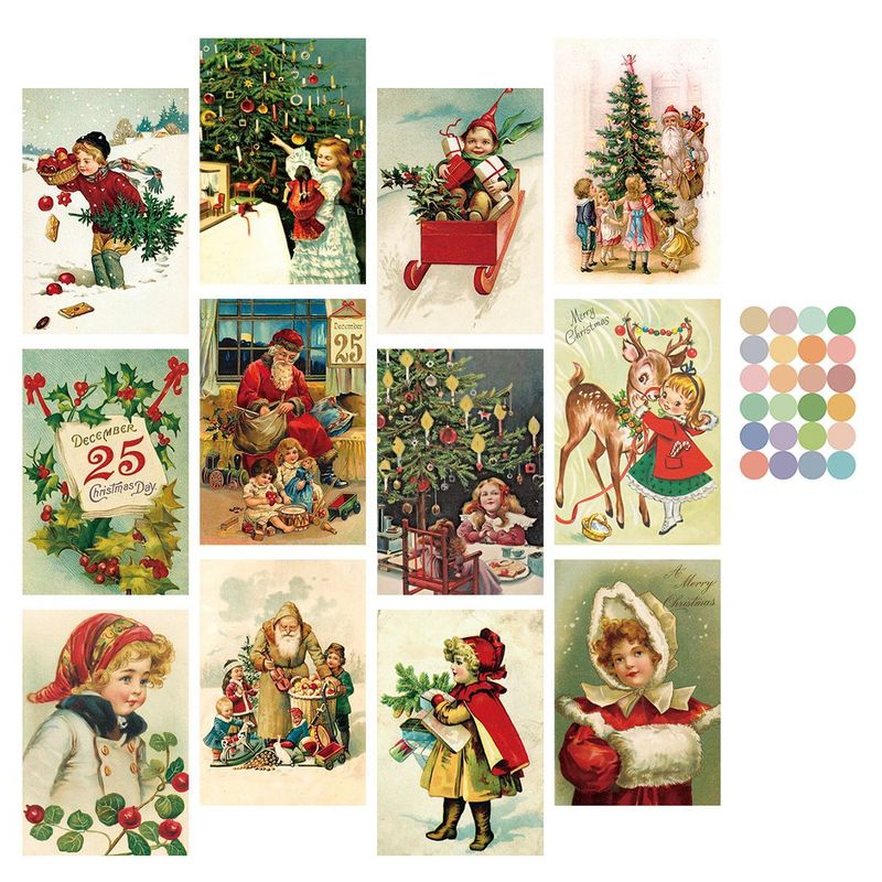 バレンタインキューピッドクリスマス女の子ヘラジカ12pcsレトロはがき飾り手帳素材飾り|undefined