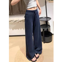 藏青色运动裤女春秋季2025新款休闲宽松显瘦卫裤慵懒直筒阔腿裤子