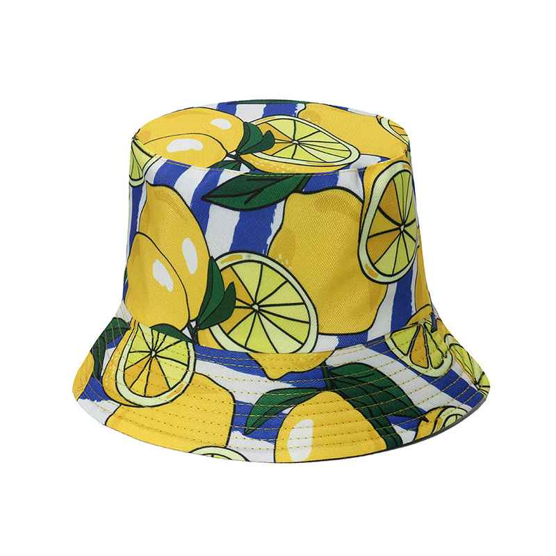 128g Weight Bucket Hat Hats Type Women's Casual Streetwear Fruit Flat Eaves Bucket Hat
