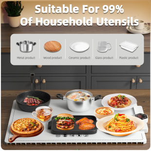 Household Square Food Cross-border Warm Chopping Board Heating Insulation Board Hot Chopping Board Hot Rice Constant Temperature Board Foldable Storage
