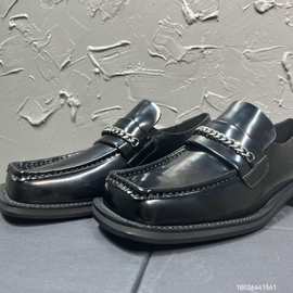 外贸2024春夏新款时尚懒人皮鞋百搭方头德比鞋复古潮流质感男单鞋