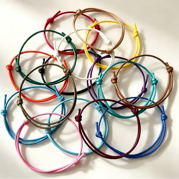 European and American Cross-Border Hot-Selling Rose Crystal Wax Thread Bracelet, Colorful, Simple, Adjustable, Hand-Woven Bracelet, Gu Ti