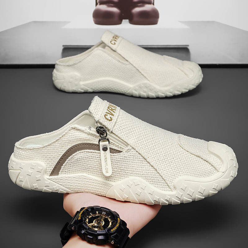 Zapatos para hombres verano 2026 nuevo estilo anti-deslizante transpirable para hombres medio-remolque de moda versátil zapatos de skate de lona de un pie