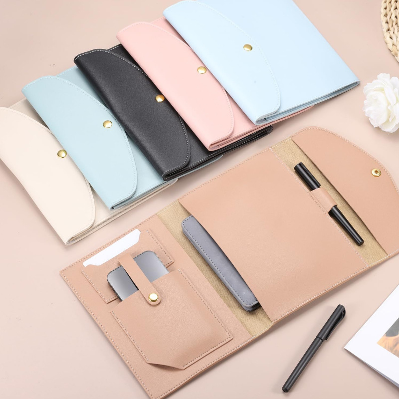 Fashionable and Popular Record Book Cover Leather Case A5 Conference Notebook Storage Briefcase Notebook Leather Case