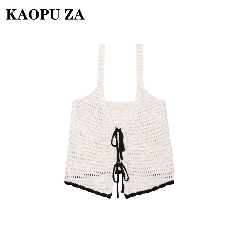 Kaopu Za European and American Style Women's Clothing 2025 Fashion New Simple Crochet Top Design Casual Camisole