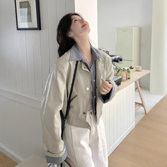 假两件拼接工装短外套女春2025新款学院风设计感小众流行上衣爆款