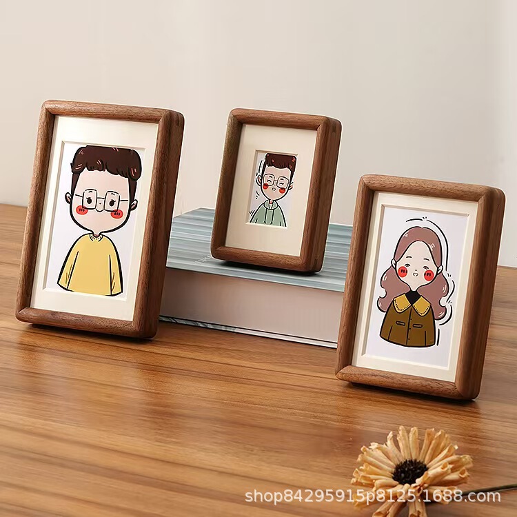 Cross-border mini solid wood mortise and tenon small photo frame for home desktop, walnut wood creative photo wooden display frame Cross-border mini solid wood mortise and tenon small photo frame for home desktop, walnut wood creative photo wooden display frame