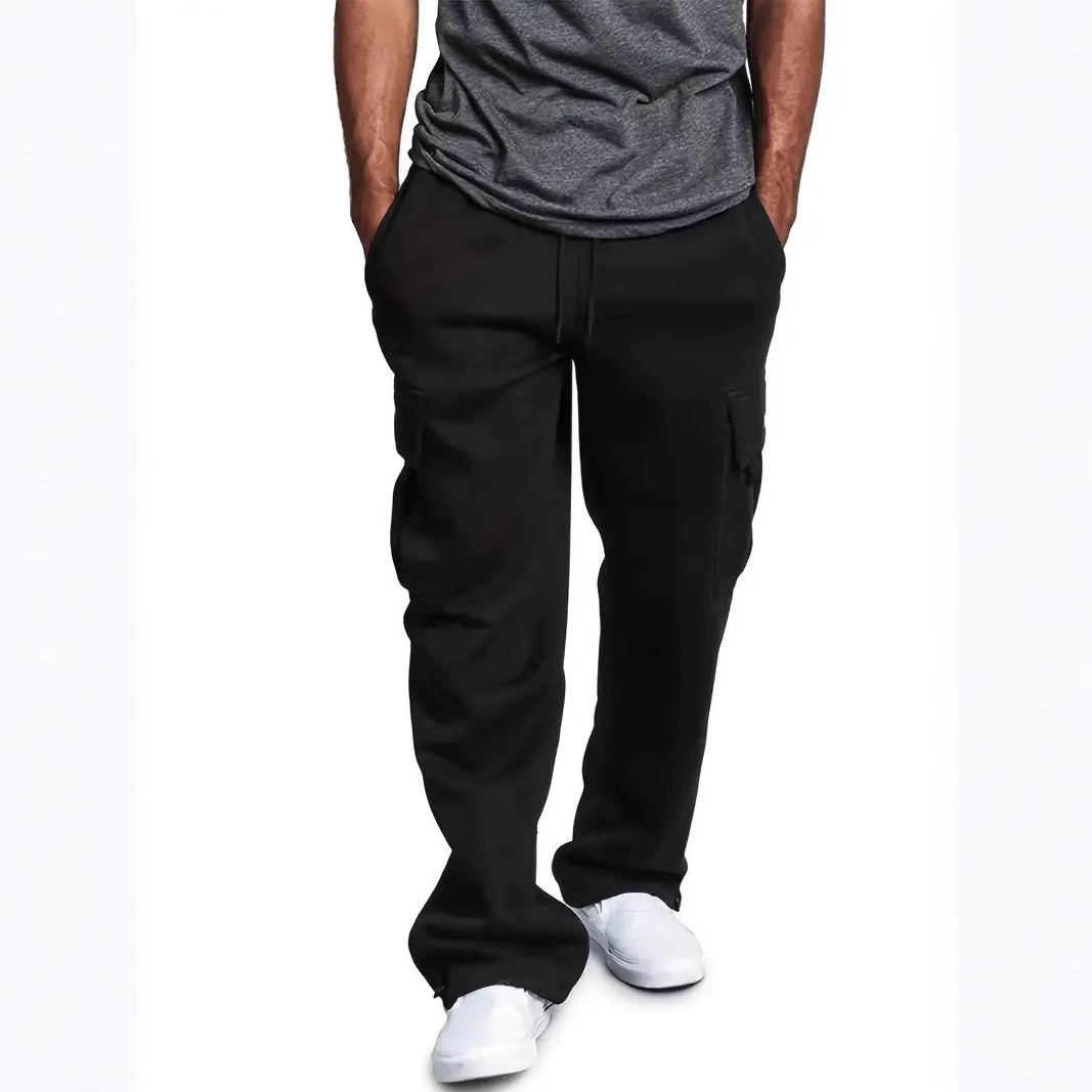 2025 новые осенне-зимние спортивные карго-штаны из полиэстера, унисекс, 220 г, однотонные спортивные брюки