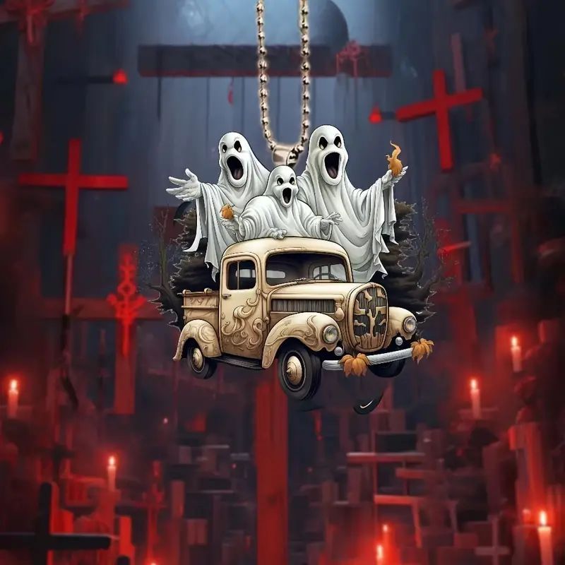 2D Halloween horror fantasma coche nuevo producto colgante acrílico plano transfronterizo colgante de automóvil colgante para el hogar colgante