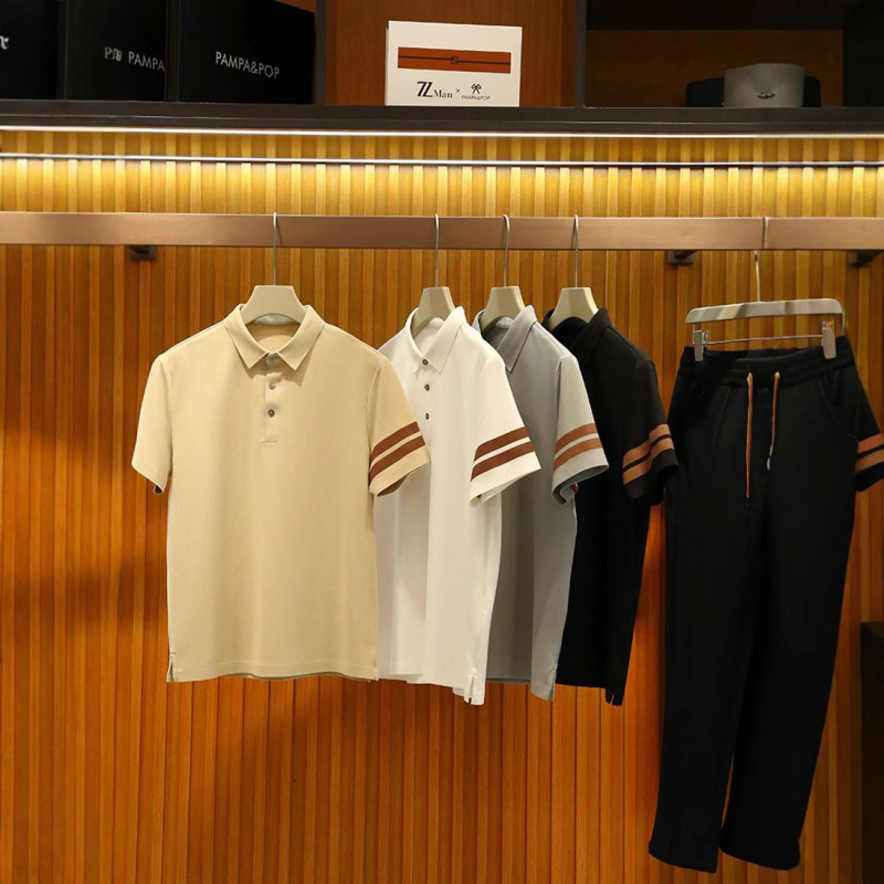 Italian Luxury! Original 5900! Cool Honeycomb Mesh Fabric! Men's Classy Laminated Short-Sleeved Polo Shirt