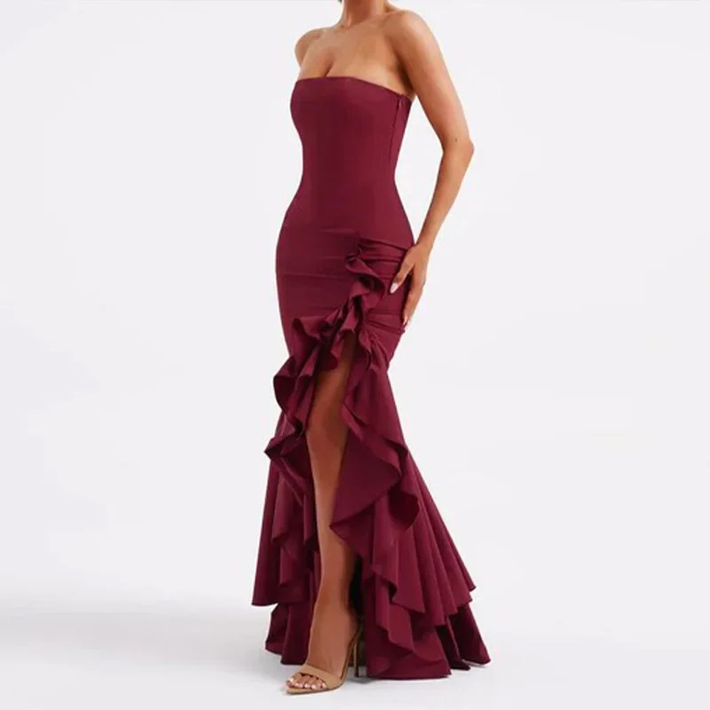Wholesale Women's Elegant Sexy Backless Solid Color Cocktail Party Strapless Sleeveless Party Dress display picture 4