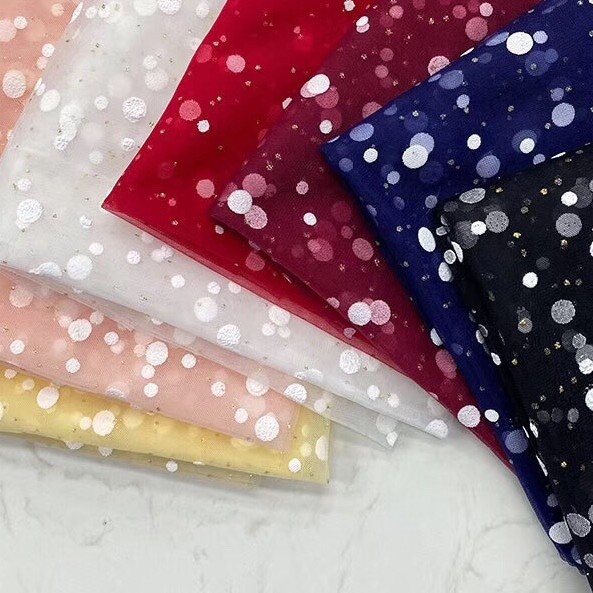 网红特密美国网大小点爆 用于女装 女童装网纱 现货供应彩色网布