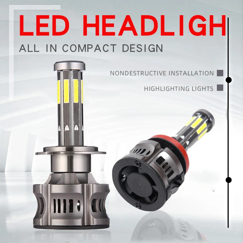 8/10/12/16-Sided Illuminated Car Headlights H1/H4 H7 H119005Led 360-Degree Front Lights