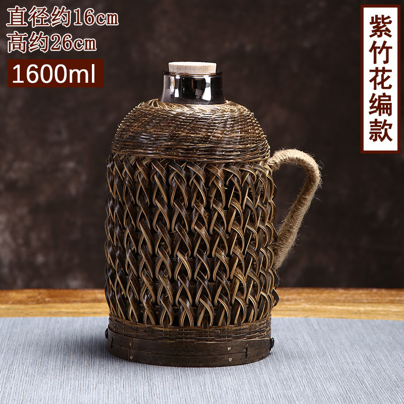 竹編み湯沸かし器家庭用手作り伝統紫竹編み花中国式レトロ茶室レストラン大容量保温ポット|undefined