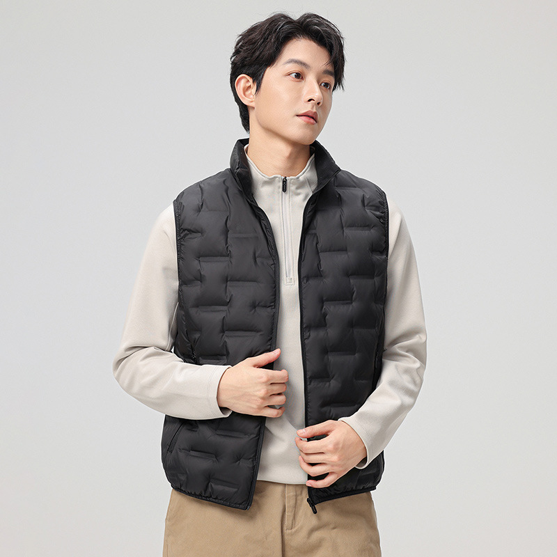 Chaleco de pluma de hombre de invierno de jóvenes de mediana edad Bo Mou Deng con chaqueta de hombro de chaqueta caliente gris para hombres coreanos