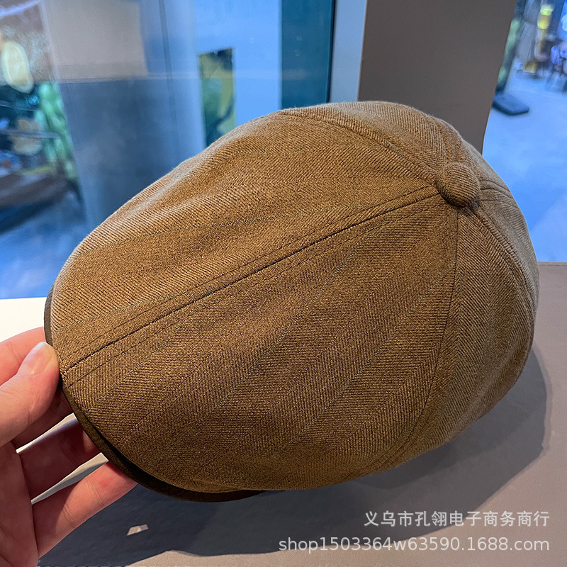 英伦风复古鸭舌帽男时尚百搭正反两戴前进帽春秋季棉麻贝雷帽子女|undefined