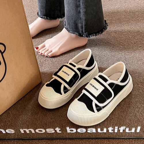 College-style Velcro Canvas Shoes for Women | New Spring/Summer Collection | Thick-Soled, Versatile Design | Slip-On Sneakers