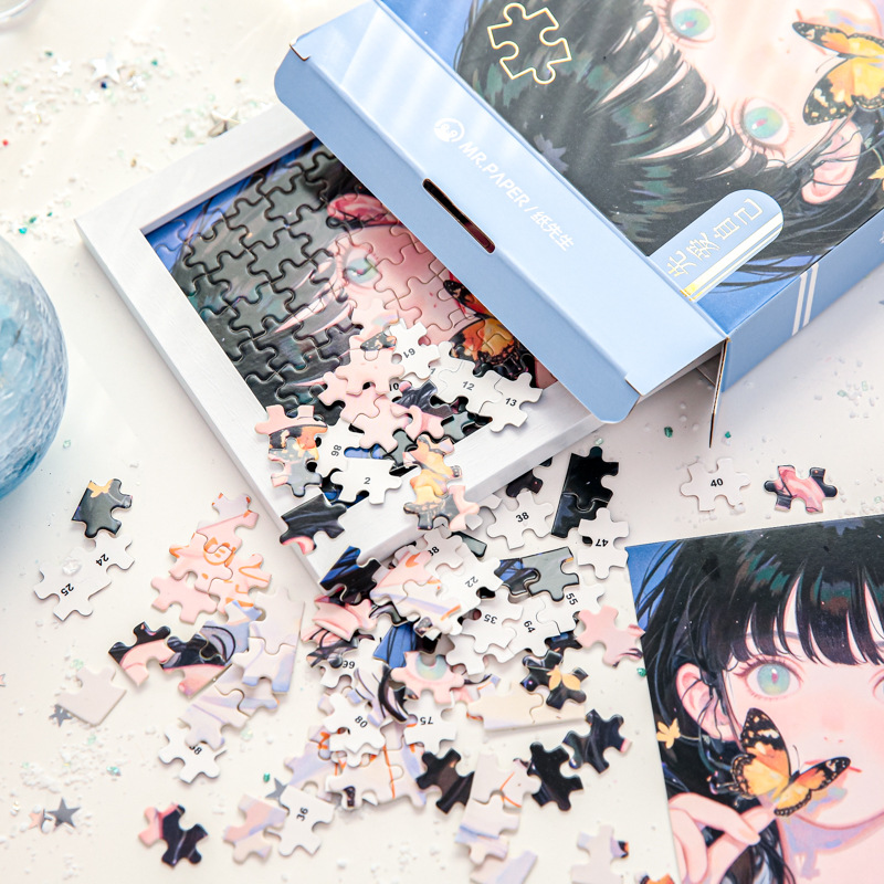 Mr. Paper Puzzle Caja de regalo Serie de período de floración de cuadros fijos Anime Girl Romance de alto valor Estudiante romántico Diy Desktop Fight